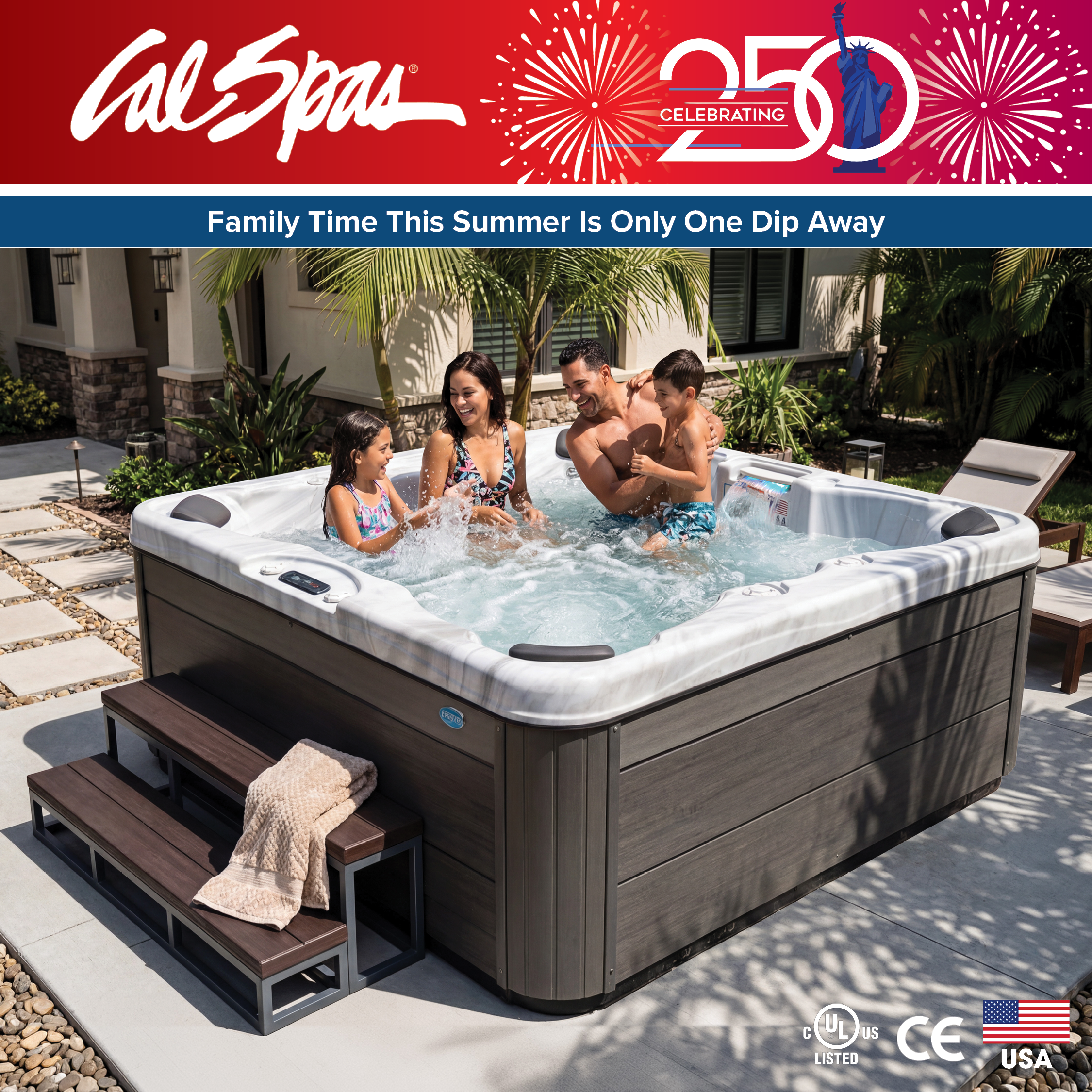 Calspas hot tub being used in a family setting - Marina Del Ray